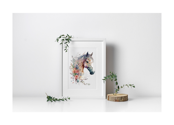 Boho Watercolor Horse - Heavy Weight Glossy Picture Only - Optional Personalization - Unframed